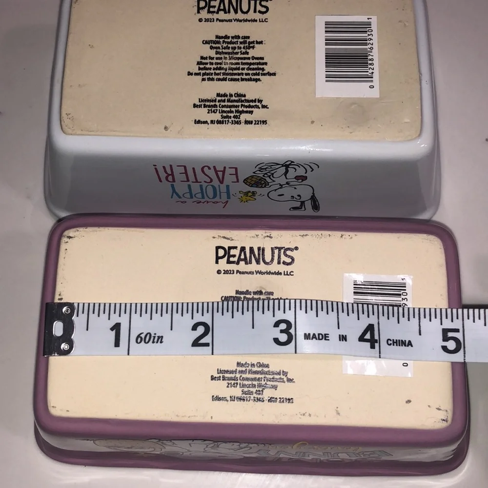 Peanuts Easter Mini Ceramic Loaf Pans NWT Set of 2